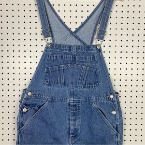 Old Navy Light Wash Denim Jean Overalls Retro Farmer Blue Button Fly Size 34x32